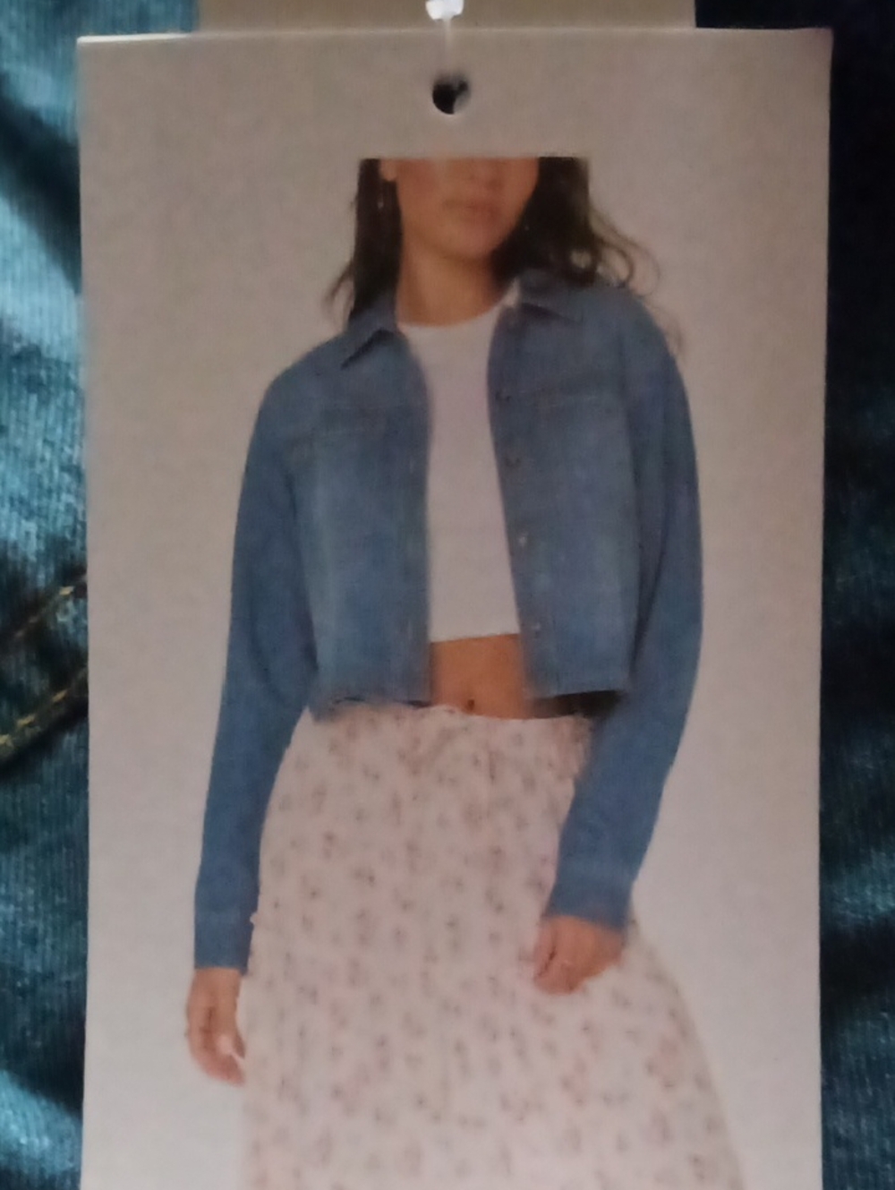 Celebrity Pink Cropped Blue Denim Jacket Large Nwt - Picture 5 of 7